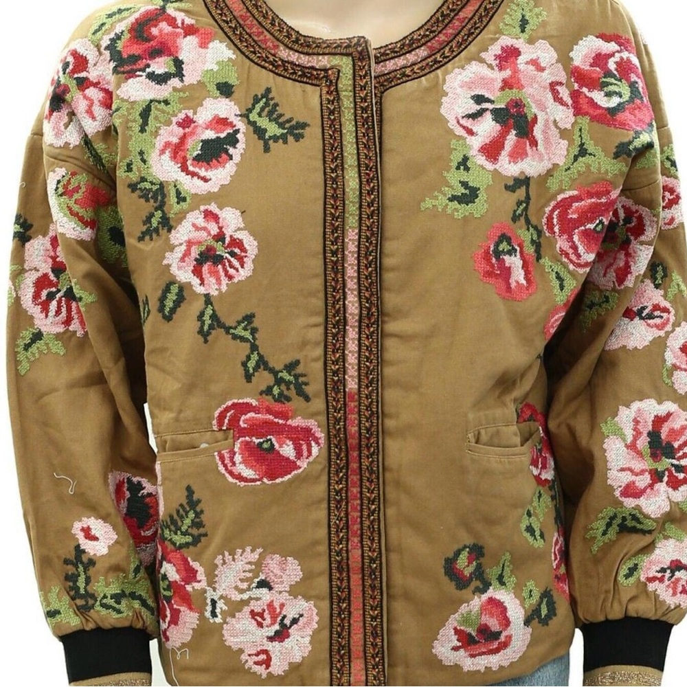 Vintage Look Floral Embroidered Jacket